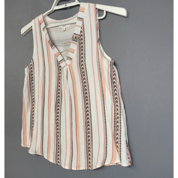 MINE for Anthropologie Boho Aztec Tank Top Womens S Tunic Buttons Striped NWOT - Picture 2 of 12